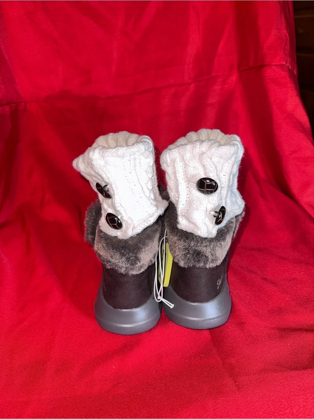 White Cable Knit Button Cuff Boot Toppers